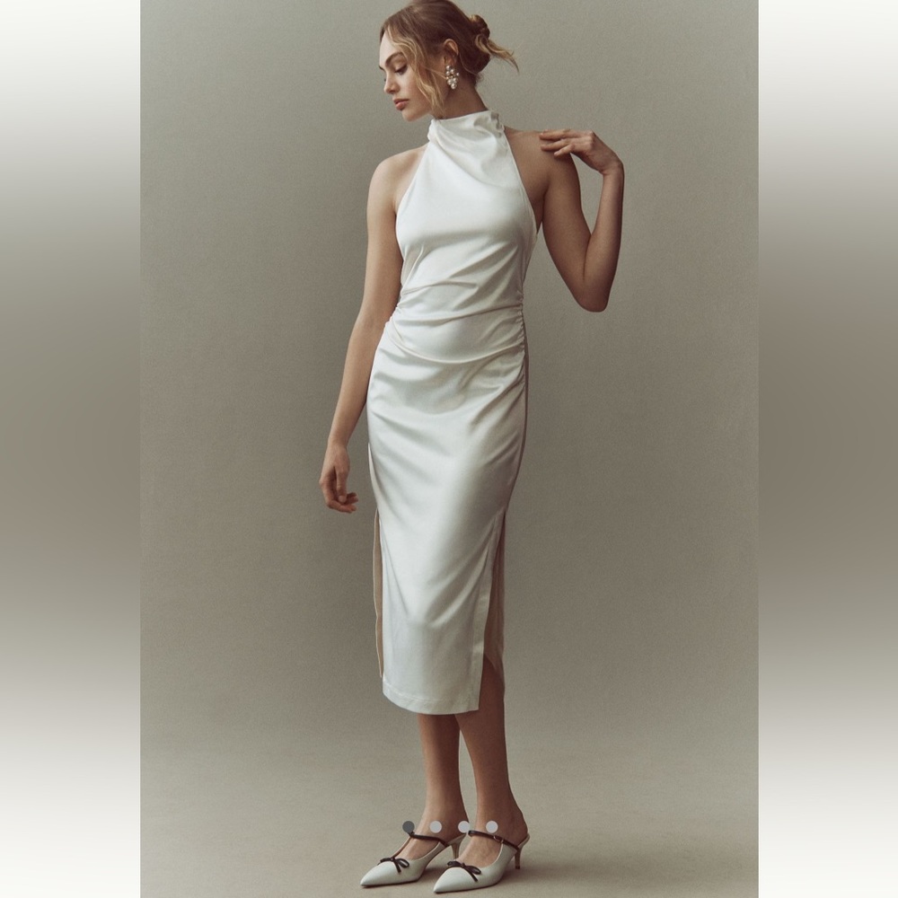 BHLDN Halter Satin Midi Dress